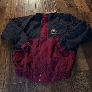 VTG K- PRODUCTS Two-Tone Black and Burgundy Men’s Jacket Size Large